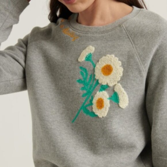 Lucky Brand Women's Long Sleeve Crew Neck Daisy Fresh Sweatshirt - Picture 1 of 14